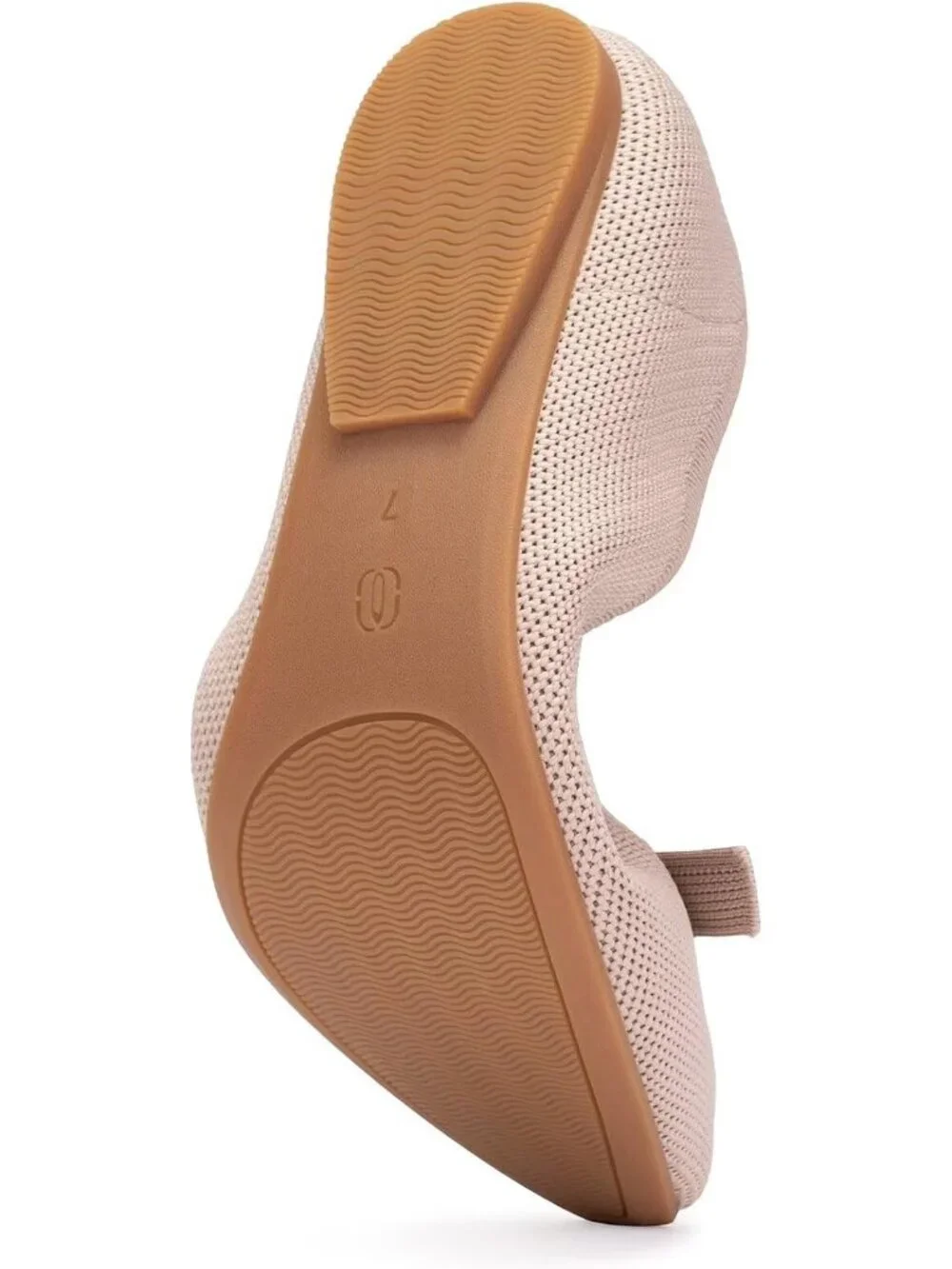 Frank Mully Women's Ecru Solid Rubber Knit Squared Toe Bow Slip On Ballet Flats